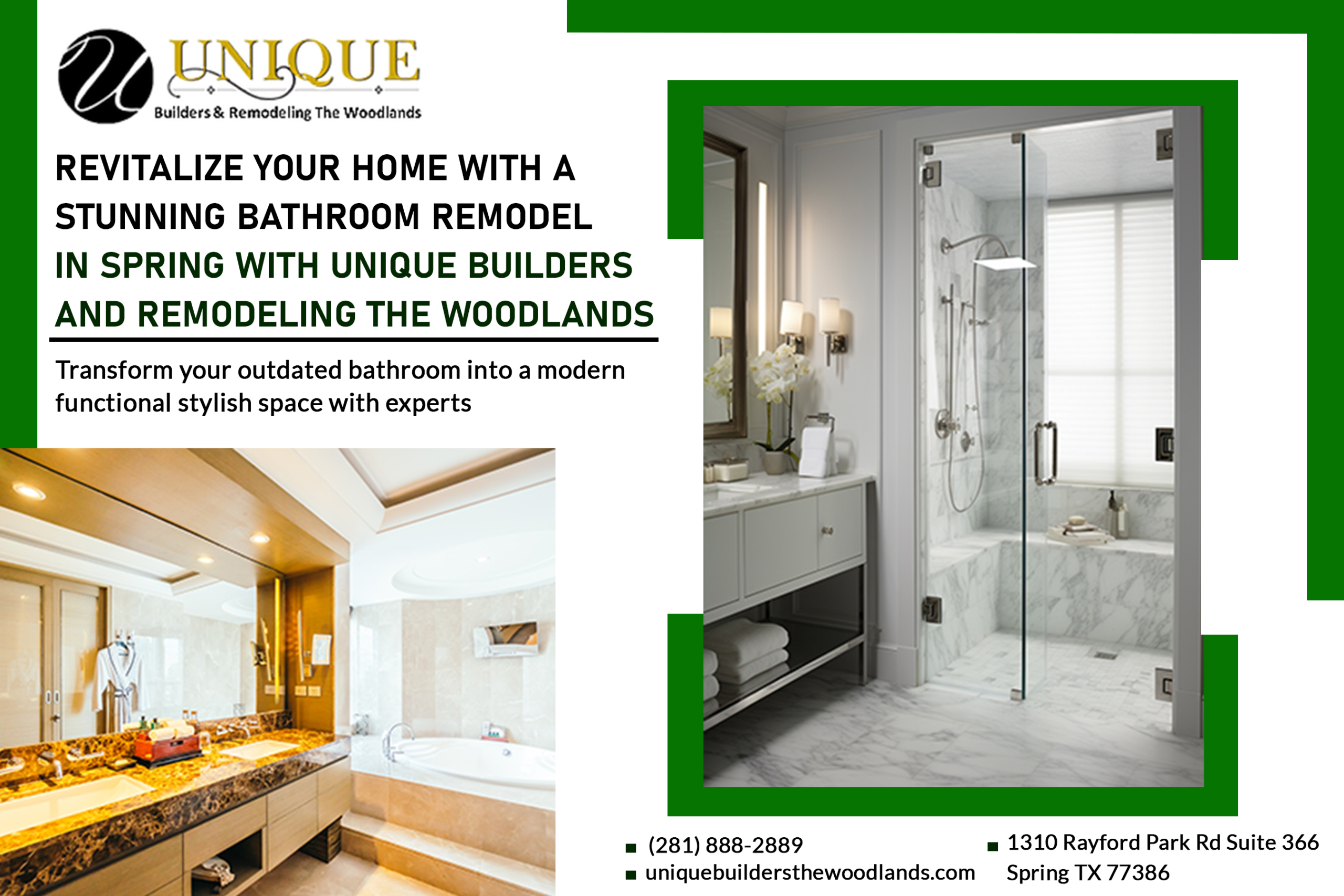 Revitalize Your Home with a Stunning Bathroom Remodel in Spring with Unique Builders and Remodeling The Woodlands
